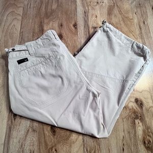 Columbia GRT Tan Khaki Crop Snap/Drawstring Mid-Length Pants Women's Sz6